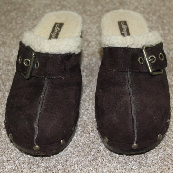 Aeropostale Brown Sherpa Fleece Lined Buckle Studded Clogs Womens Shoe Size 7 - Picture 3 of 8